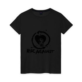 Женская футболка хлопок с принтом Rise Against в Кировске, 100% хлопок | прямой крой, круглый вырез горловины, длина до линии бедер, слегка спущенное плечо | heavy metal | metal | punk | rise against | rock | trash metal | квартет | метал | панк | рок | рок группа | рок группы | трэш метал | хеви метал