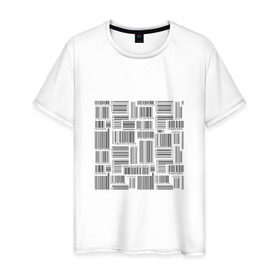 Мужская футболка хлопок с принтом Штрих код в Кировске, 100% хлопок | прямой крой, круглый вырез горловины, длина до линии бедер, слегка спущенное плечо. | штрих код | штрихкод | штриховой код