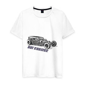 Мужская футболка хлопок с принтом Hot rodster в Кировске, 100% хлопок | прямой крой, круглый вырез горловины, длина до линии бедер, слегка спущенное плечо. | hot rodster | авто | автомобиль | машины | тачки
