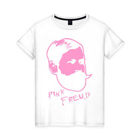 Женская футболка хлопок с принтом Pink Freud в Кировске, 100% хлопок | прямой крой, круглый вырез горловины, длина до линии бедер, слегка спущенное плечо | dance | tecktonick | tektonic | tektonik | клуб | танцевать | тектоник | тиктоник | фрейд | электронная музыка