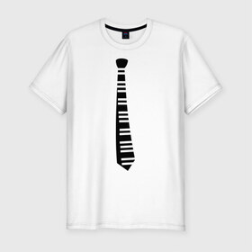 Мужская футболка премиум с принтом Галстук (2) в Кировске, 92% хлопок, 8% лайкра | приталенный силуэт, круглый вырез ворота, длина до линии бедра, короткий рукав | галступ | клавиши | пианино | прикольные