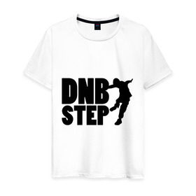 Мужская футболка хлопок с принтом DNB Step танцор в Кировске, 100% хлопок | прямой крой, круглый вырез горловины, длина до линии бедер, слегка спущенное плечо. | dnb | step | бас | драм | силуэт | танцор