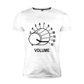 Мужская футболка премиум с принтом Volume - крутилка в Кировске, 92% хлопок, 8% лайкра | приталенный силуэт, круглый вырез ворота, длина до линии бедра, короткий рукав | volume | громкость | звук | катушка | крутилка | музыка | на полную