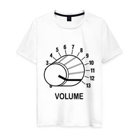 Мужская футболка хлопок с принтом Volume - крутилка в Кировске, 100% хлопок | прямой крой, круглый вырез горловины, длина до линии бедер, слегка спущенное плечо. | volume | громкость | звук | катушка | крутилка | музыка | на полную