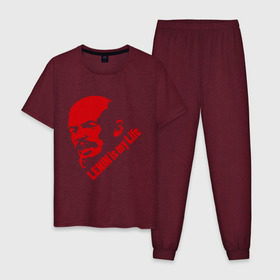 Мужская пижама хлопок с принтом Ленин -моя жизнь в Кировске, 100% хлопок | брюки и футболка прямого кроя, без карманов, на брюках мягкая резинка на поясе и по низу штанин
 | вождь | коммунизм | ленин | революция | советский | социализм | союз | ссср | ульянов