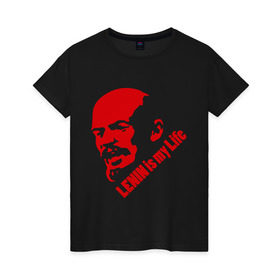 Женская футболка хлопок с принтом Ленин -моя жизнь в Кировске, 100% хлопок | прямой крой, круглый вырез горловины, длина до линии бедер, слегка спущенное плечо | вождь | коммунизм | ленин | революция | советский | социализм | союз | ссср | ульянов