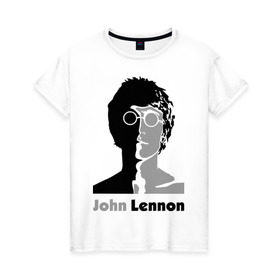 Женская футболка хлопок с принтом John Lennon в Кировске, 100% хлопок | прямой крой, круглый вырез горловины, длина до линии бедер, слегка спущенное плечо | beatles | john lennon | lennon | битлз | битлс | битлы | леннон