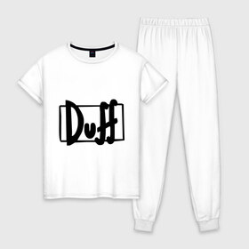 Женская пижама хлопок с принтом Duff в Кировске, 100% хлопок | брюки и футболка прямого кроя, без карманов, на брюках мягкая резинка на поясе и по низу штанин | simpsons | симпсоны | симсоны