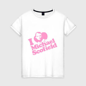 Женская футболка хлопок с принтом Scofield в Кировске, 100% хлопок | прямой крой, круглый вырез горловины, длина до линии бедер, слегка спущенное плечо | scofield
