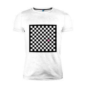 Мужская футболка премиум с принтом Шахматная эмо-доска в Кировске, 92% хлопок, 8% лайкра | приталенный силуэт, круглый вырез ворота, длина до линии бедра, короткий рукав | emo | розовый квадрат | субкультуры | шахматная доска | шахматы | эмо | эмо шахматы