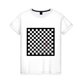 Женская футболка хлопок с принтом Шахматная эмо-доска в Кировске, 100% хлопок | прямой крой, круглый вырез горловины, длина до линии бедер, слегка спущенное плечо | emo | розовый квадрат | субкультуры | шахматная доска | шахматы | эмо | эмо шахматы