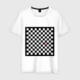 Мужская футболка хлопок с принтом Шахматная эмо-доска в Кировске, 100% хлопок | прямой крой, круглый вырез горловины, длина до линии бедер, слегка спущенное плечо. | emo | розовый квадрат | субкультуры | шахматная доска | шахматы | эмо | эмо шахматы