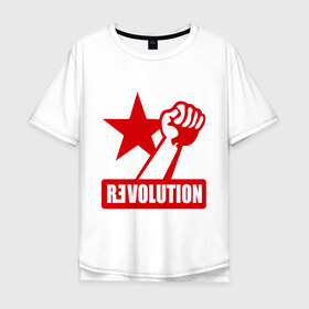 Мужская футболка хлопок Oversize с принтом Revolution (2) в Кировске, 100% хлопок | свободный крой, круглый ворот, “спинка” длиннее передней части | revolution | звезда | красная звезда | кулак | революция | рука