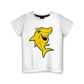 Детская футболка хлопок с принтом Веселая акула в Кировске, 100% хлопок | круглый вырез горловины, полуприлегающий силуэт, длина до линии бедер | акула | веселая акула | животные | хищник