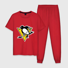 Мужская пижама хлопок с принтом Pittsburgh Penguins Malkin 71 в Кировске, 100% хлопок | брюки и футболка прямого кроя, без карманов, на брюках мягкая резинка на поясе и по низу штанин
 | malkin | nhl | pittsburgh penguins | малкин | нхл | питсбург | хоккейный клуб