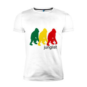 Мужская футболка премиум с принтом Junglist - обезьяны в Кировске, 92% хлопок, 8% лайкра | приталенный силуэт, круглый вырез ворота, длина до линии бедра, короткий рукав | junglist | джанглисты | обезьяны