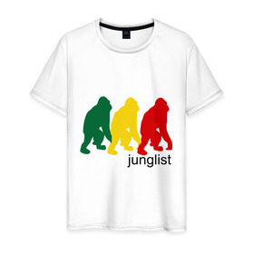 Мужская футболка хлопок с принтом Junglist - обезьяны в Кировске, 100% хлопок | прямой крой, круглый вырез горловины, длина до линии бедер, слегка спущенное плечо. | junglist | джанглисты | обезьяны