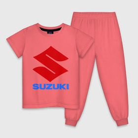 Детская пижама хлопок с принтом Suzuki в Кировске, 100% хлопок |  брюки и футболка прямого кроя, без карманов, на брюках мягкая резинка на поясе и по низу штанин
 | suzuki | авто | автомобили | автомобиль | бренд | бренды | логотип | машины | сузуки | тачки