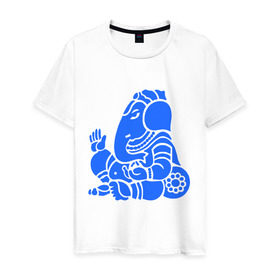 Мужская футболка хлопок с принтом Ганеша в Кировске, 100% хлопок | прямой крой, круглый вырез горловины, длина до линии бедер, слегка спущенное плечо. | слон