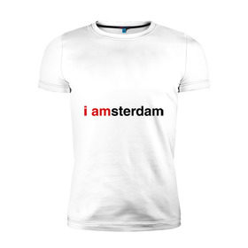 Мужская футболка премиум с принтом I amsterdam в Кировске, 92% хлопок, 8% лайкра | приталенный силуэт, круглый вырез ворота, длина до линии бедра, короткий рукав | amsterdam | амстердам | я амстердам