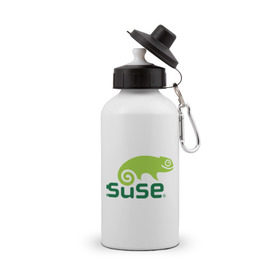 Бутылка спортивная с принтом Suse в Кировске, металл | емкость — 500 мл, в комплекте две пластиковые крышки и карабин для крепления | linux | suse | линукс | программа | софт
