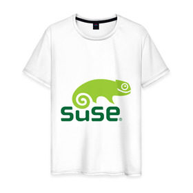 Мужская футболка хлопок с принтом Suse в Кировске, 100% хлопок | прямой крой, круглый вырез горловины, длина до линии бедер, слегка спущенное плечо. | linux | suse | линукс | программа | софт
