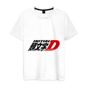 Мужская футболка хлопок с принтом Initial D в Кировске, 100% хлопок | прямой крой, круглый вырез горловины, длина до линии бедер, слегка спущенное плечо. | jdm style | авто | автомобиль | логотип аниме 