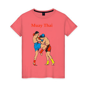Женская футболка хлопок с принтом Муай тай (5) в Кировске, 100% хлопок | прямой крой, круглый вырез горловины, длина до линии бедер, слегка спущенное плечо | муай тай