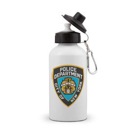 Бутылка спортивная с принтом N.Y.P.D. в Кировске, металл | емкость — 500 мл, в комплекте две пластиковые крышки и карабин для крепления | new york | nypd | police | police department | нью йорк
