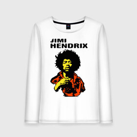 Женский лонгслив хлопок с принтом Jimi Hendrix in a red t-shirt в Кировске, 100% хлопок |  | jimi hendrix in a red | rock | джими хендрикс | рок