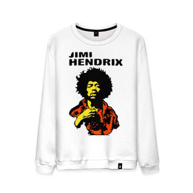 Мужской свитшот хлопок с принтом Jimi Hendrix in a red t-shirt в Кировске, 100% хлопок |  | jimi hendrix in a red | rock | джими хендрикс | рок