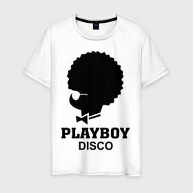 Мужская футболка хлопок с принтом Playboy disco в Кировске, 100% хлопок | прямой крой, круглый вырез горловины, длина до линии бедер, слегка спущенное плечо. | disco | play boy | playboy | диско | зайчик | плей бой | плейбой