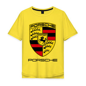 Мужская футболка хлопок Oversize с принтом Porsche (2) в Кировске, 100% хлопок | свободный крой, круглый ворот, “спинка” длиннее передней части | porsche | авто2012 | логотип порше | порш | порше | поршель | символ порше