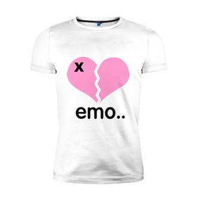 Мужская футболка премиум с принтом Сердце эмо в Кировске, 92% хлопок, 8% лайкра | приталенный силуэт, круглый вырез ворота, длина до линии бедра, короткий рукав | emo | пловинка сердца | розовое сердце | сердце | сердце эмо | субкультуры | эмо