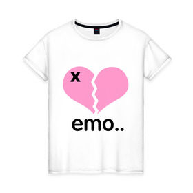 Женская футболка хлопок с принтом Сердце эмо в Кировске, 100% хлопок | прямой крой, круглый вырез горловины, длина до линии бедер, слегка спущенное плечо | emo | пловинка сердца | розовое сердце | сердце | сердце эмо | субкультуры | эмо