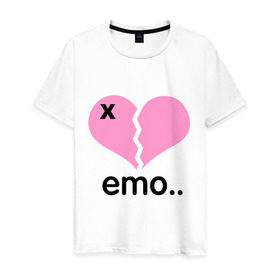Мужская футболка хлопок с принтом Сердце эмо в Кировске, 100% хлопок | прямой крой, круглый вырез горловины, длина до линии бедер, слегка спущенное плечо. | emo | пловинка сердца | розовое сердце | сердце | сердце эмо | субкультуры | эмо