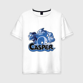 Женская футболка хлопок Oversize с принтом Casper в Кировске, 100% хлопок | свободный крой, круглый ворот, спущенный рукав, длина до линии бедер
 | casper | каспер | мультик | привидение