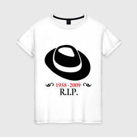 Женская футболка хлопок с принтом Michael Jackson в Кировске, 100% хлопок | прямой крой, круглый вырез горловины, длина до линии бедер, слегка спущенное плечо | 