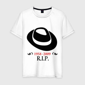 Мужская футболка хлопок с принтом Michael Jackson в Кировске, 100% хлопок | прямой крой, круглый вырез горловины, длина до линии бедер, слегка спущенное плечо. | Тематика изображения на принте: 
