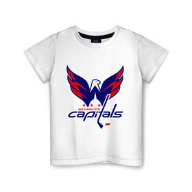 Детская футболка хлопок с принтом Овечкин (Washington Capitals) в Кировске, 100% хлопок | круглый вырез горловины, полуприлегающий силуэт, длина до линии бедер | национальная хоккейная лига | нхл