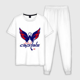 Мужская пижама хлопок с принтом Овечкин (Washington Capitals) в Кировске, 100% хлопок | брюки и футболка прямого кроя, без карманов, на брюках мягкая резинка на поясе и по низу штанин
 | национальная хоккейная лига | нхл
