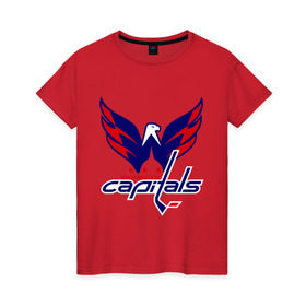 Женская футболка хлопок с принтом Овечкин (Washington Capitals) в Кировске, 100% хлопок | прямой крой, круглый вырез горловины, длина до линии бедер, слегка спущенное плечо | национальная хоккейная лига | нхл