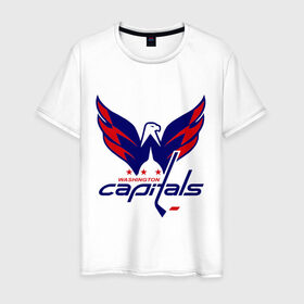 Мужская футболка хлопок с принтом Овечкин (Washington Capitals) в Кировске, 100% хлопок | прямой крой, круглый вырез горловины, длина до линии бедер, слегка спущенное плечо. | национальная хоккейная лига | нхл