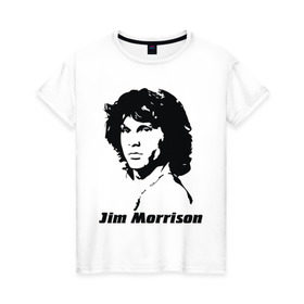 Женская футболка хлопок с принтом Jim Morrison в Кировске, 100% хлопок | прямой крой, круглый вырез горловины, длина до линии бедер, слегка спущенное плечо | morrison | джим морисон | лицо jim morrison | лицо джима морисона | морисон