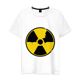 Мужская футболка хлопок с принтом Радиоактивность в Кировске, 100% хлопок | прямой крой, круглый вырез горловины, длина до линии бедер, слегка спущенное плечо. | знак радиации | предупреждение | радиация | радиоактивность | угрозы