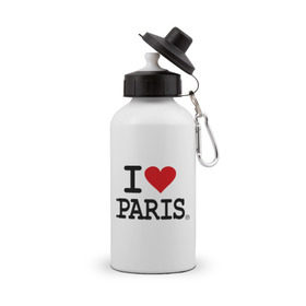 Бутылка спортивная с принтом I love Paris в Кировске, металл | емкость — 500 мл, в комплекте две пластиковые крышки и карабин для крепления | i love | i love paris | европа | париж | франция | французский | я люблю париж