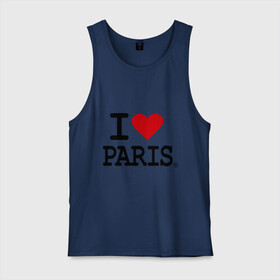 Мужская майка хлопок с принтом I love Paris в Кировске, 100% хлопок |  | Тематика изображения на принте: i love | i love paris | европа | париж | франция | французский | я люблю париж