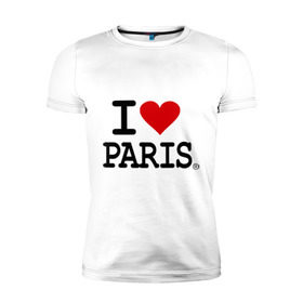 Мужская футболка премиум с принтом I love Paris в Кировске, 92% хлопок, 8% лайкра | приталенный силуэт, круглый вырез ворота, длина до линии бедра, короткий рукав | Тематика изображения на принте: i love | i love paris | европа | париж | франция | французский | я люблю париж