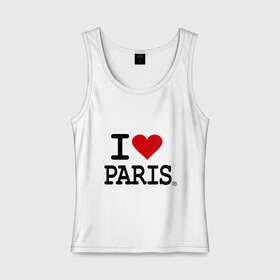Женская майка хлопок с принтом I love Paris в Кировске, 95% хлопок, 5% эластан |  | Тематика изображения на принте: i love | i love paris | европа | париж | франция | французский | я люблю париж