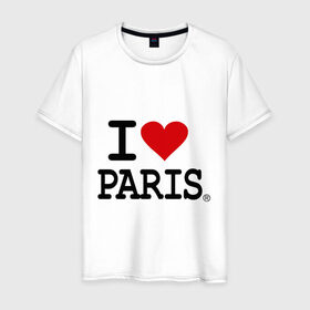 Мужская футболка хлопок с принтом I love Paris в Кировске, 100% хлопок | прямой крой, круглый вырез горловины, длина до линии бедер, слегка спущенное плечо. | Тематика изображения на принте: i love | i love paris | европа | париж | франция | французский | я люблю париж